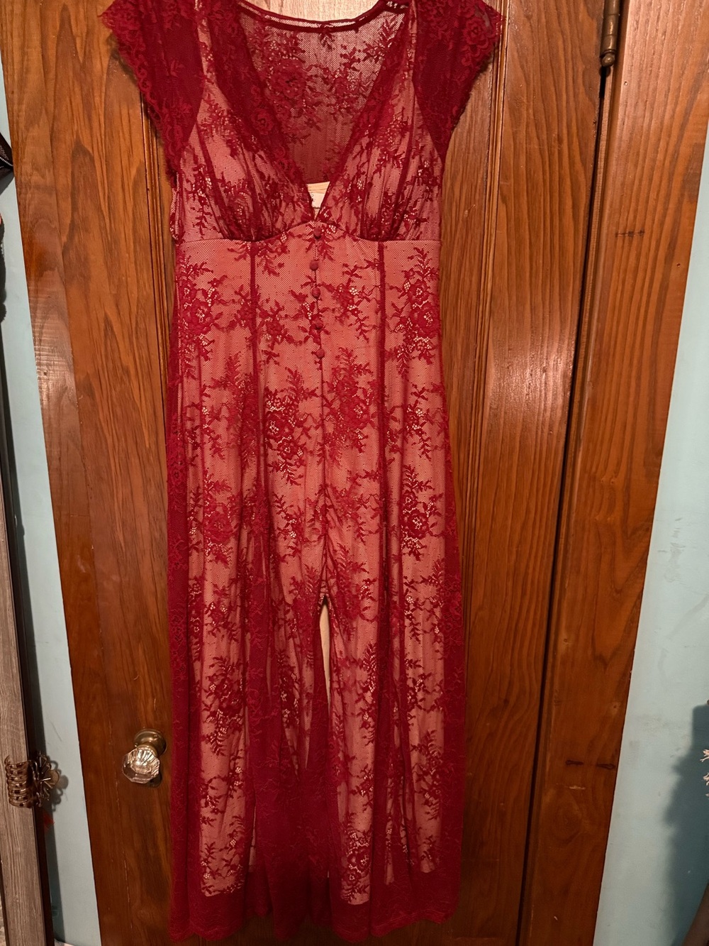 Popilush Shapewear boho floral lace front slit maxi dress